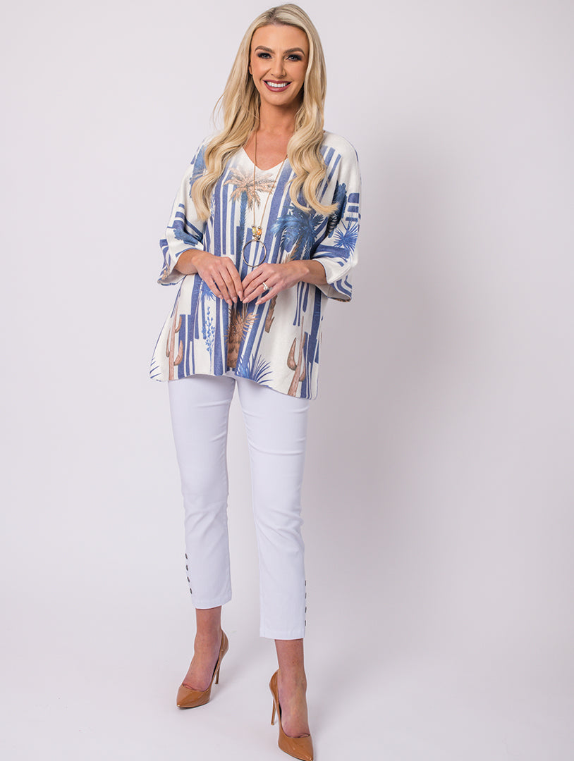 Palm Tree Top - Denim - One Size