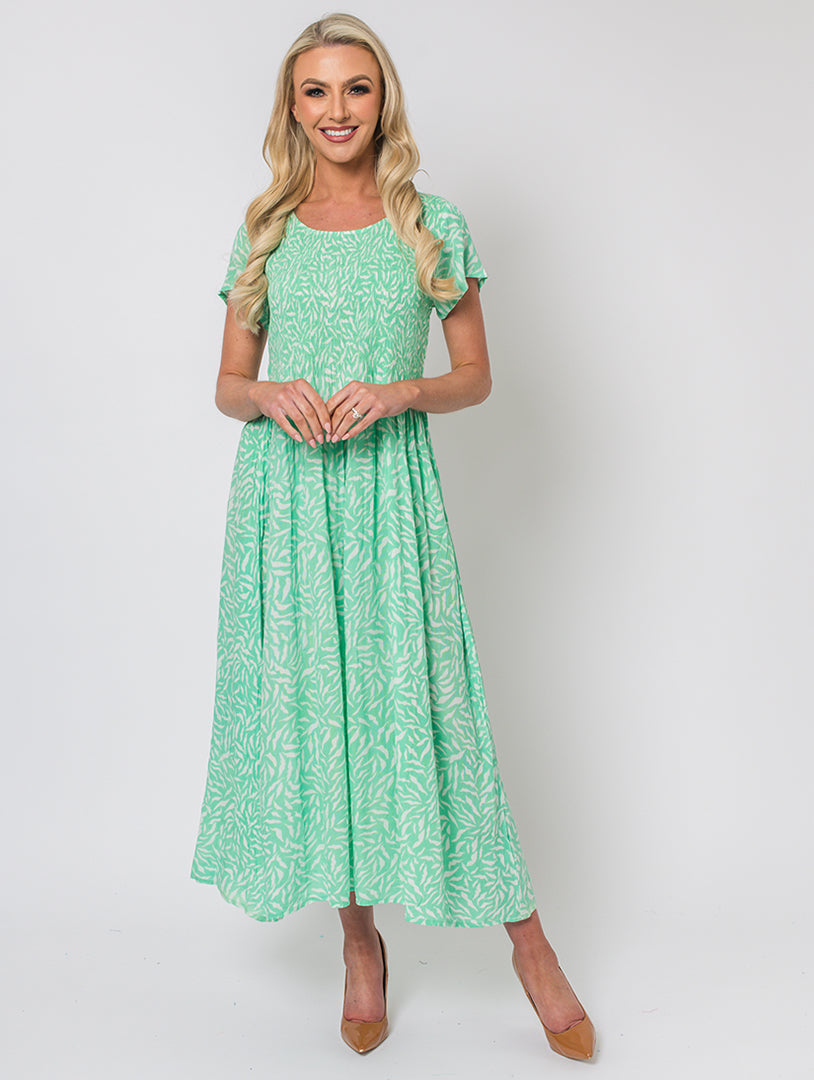 Wave Print Dress - Mint