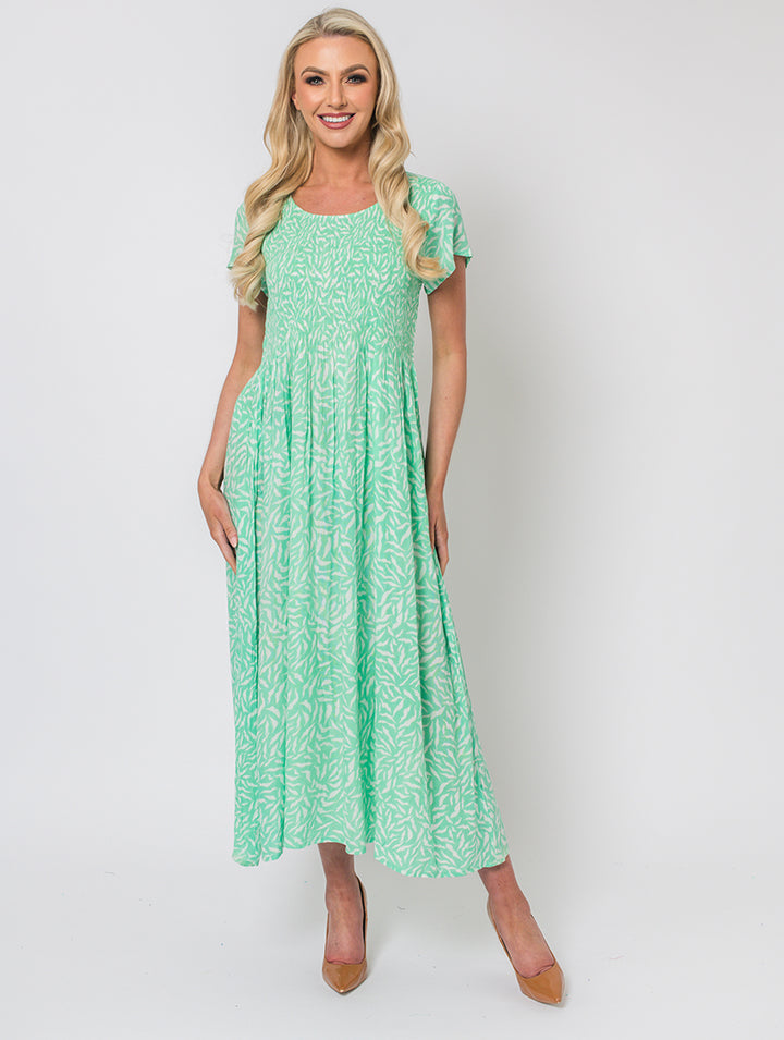 Wave Print Dress - Mint