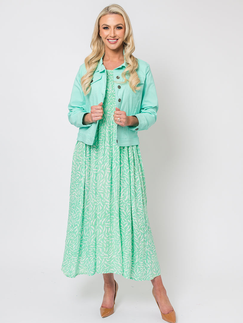 Wave Print Dress - Mint