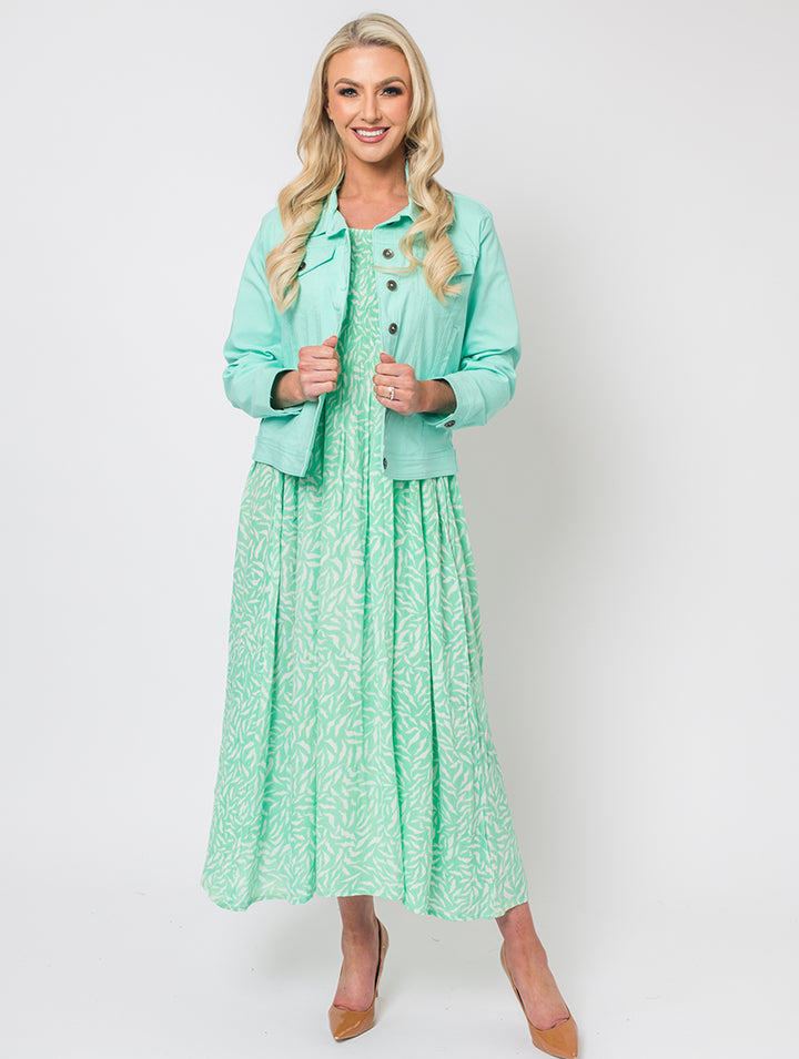 Wave Print Dress - Mint