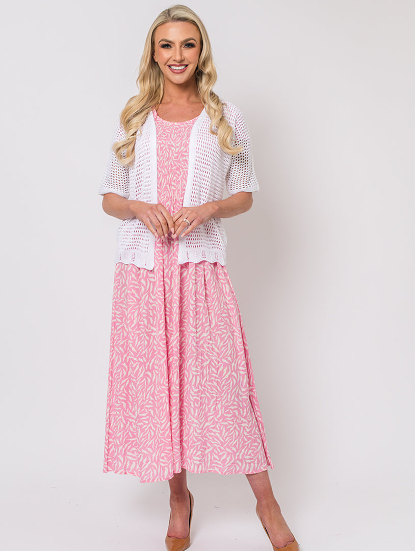 Wave Print Dress - Pink