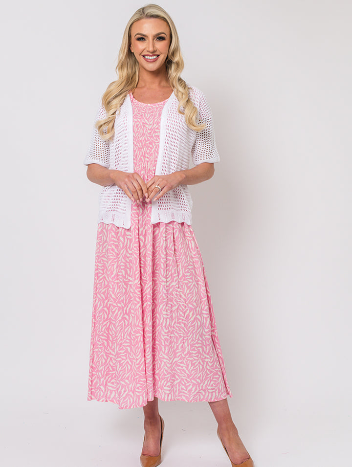 Wave Print Dress - Pink