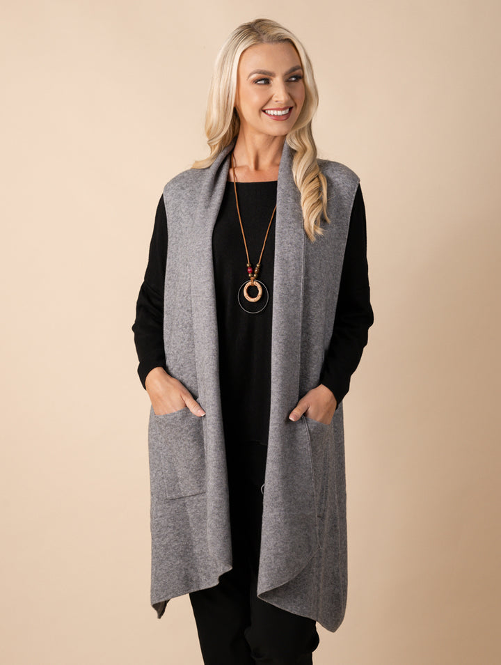 Longline Waistcoat - Grey