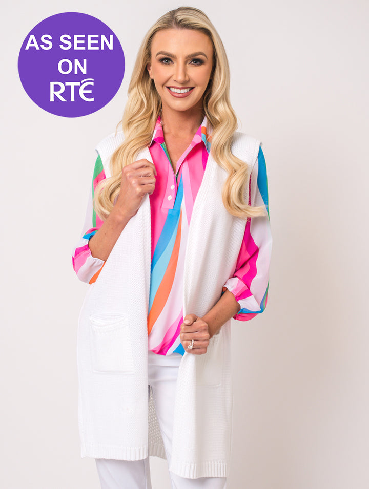 Sleeveless Cardigan - White