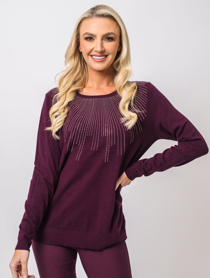 Diamonte Knit - Wine
