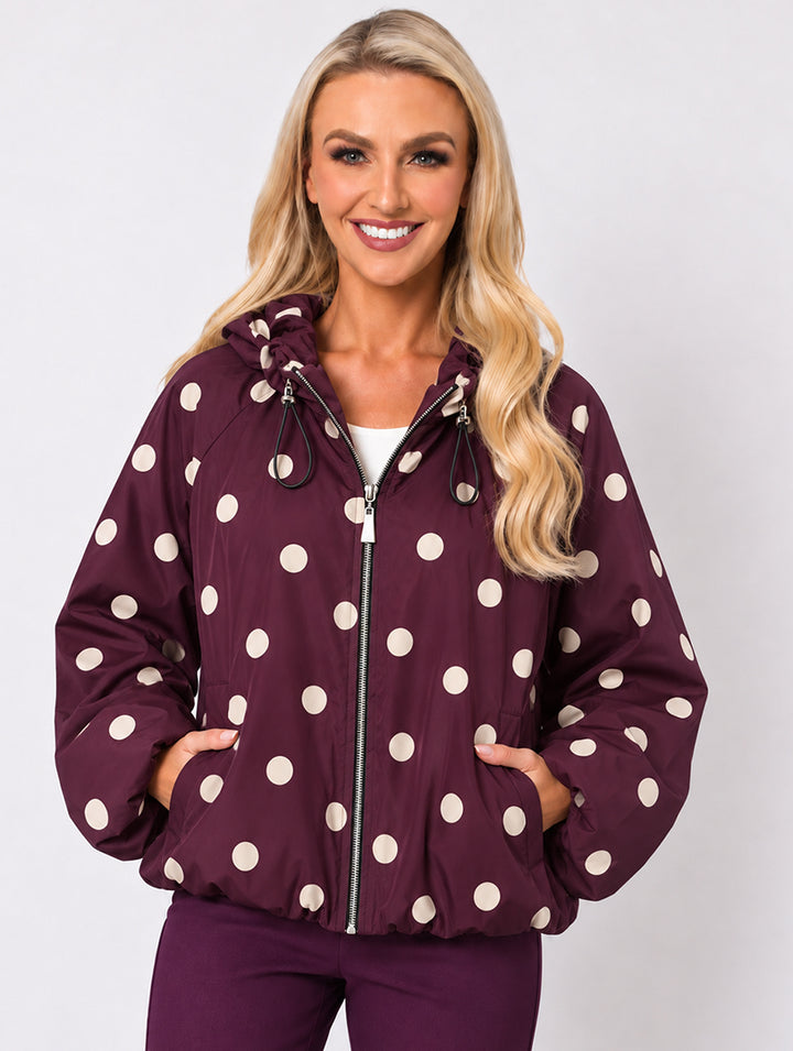 Polka Dot Jacket - Dark Wine - One Size - 10-14