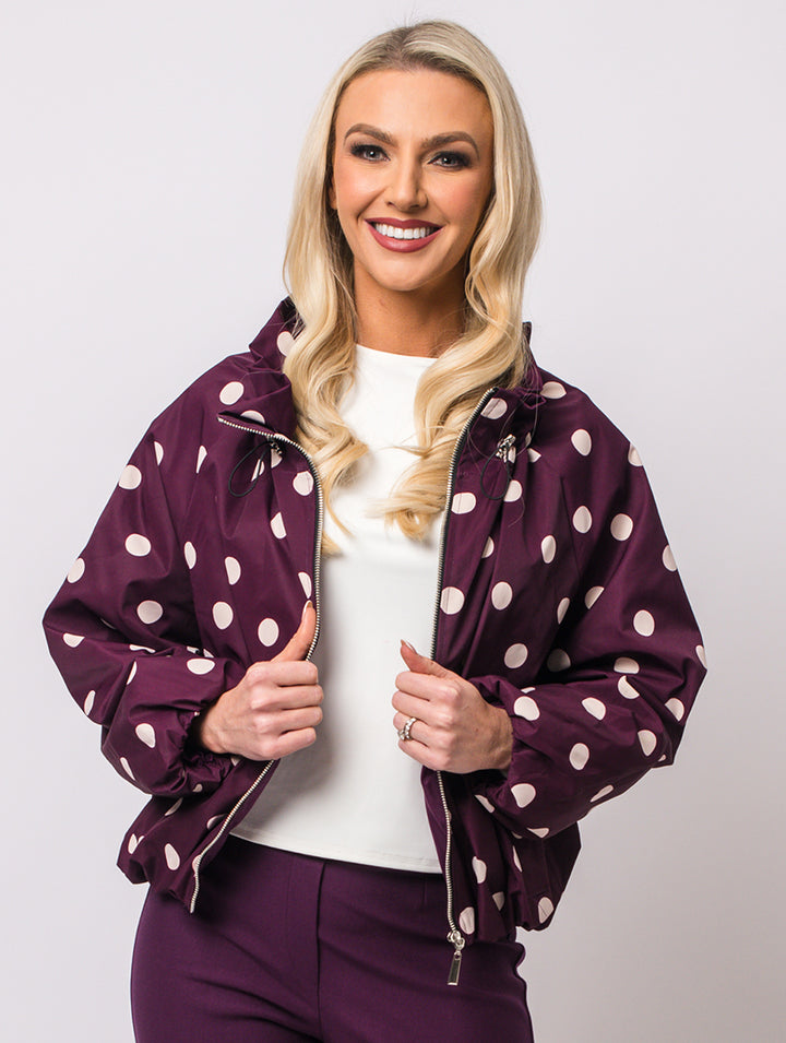 Polka Dot Jacket - Dark Wine - One Size - 10-14