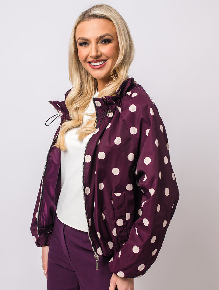 Polka Dot Jacket - Dark Wine - One Size - 10-14